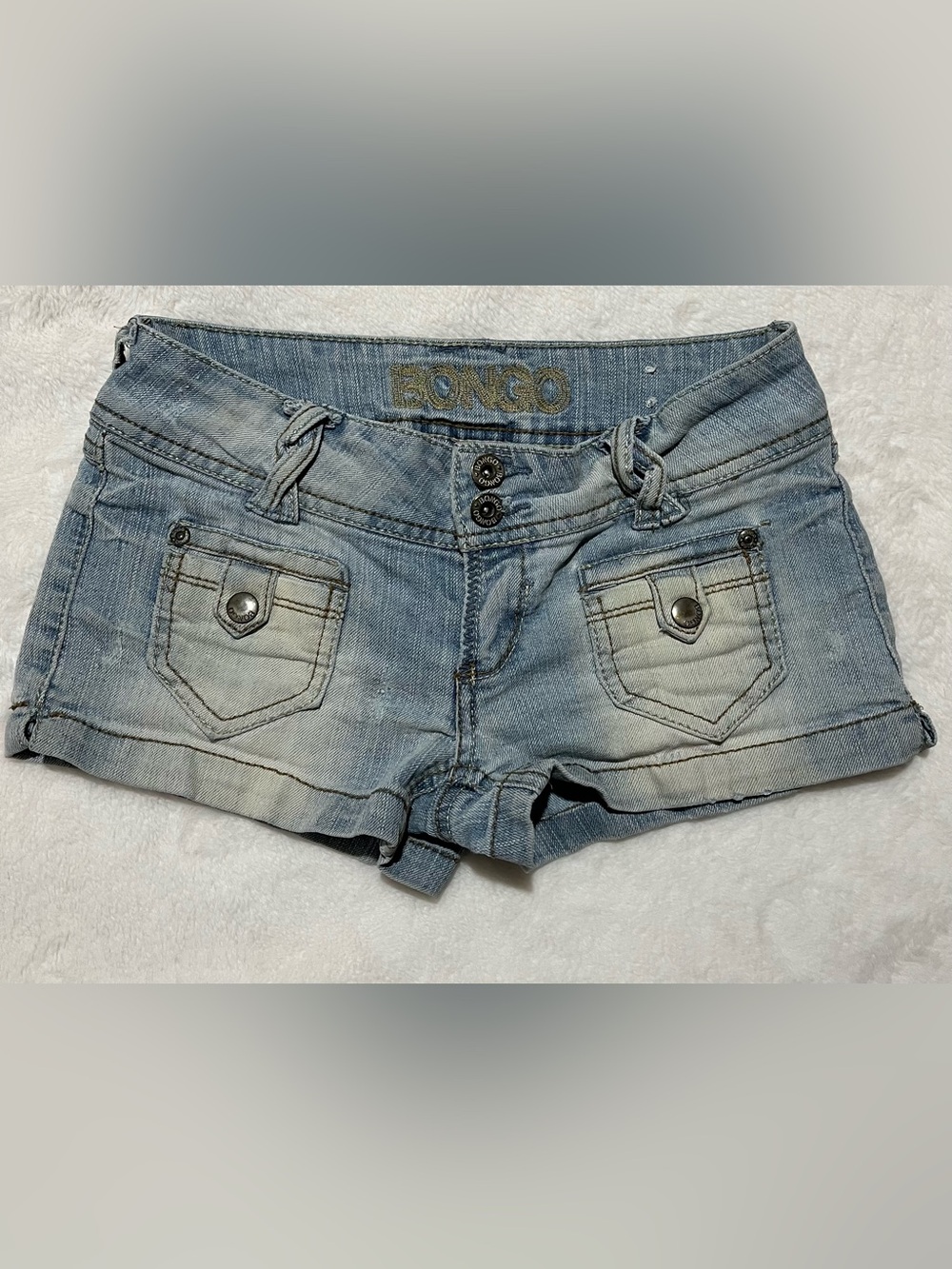 Vintage Y2K BONGO Washed Light Blue Denim Shortie Shorts